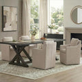 Upholstered Dining Chairs with Casters, No Assembly Modern Accent Armchair with Rollers for Dining Room, Bedroom, Living Room, Reading Room, Already Assembled, Sand, 4 Box