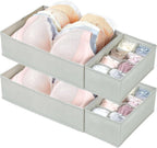 Vtopmart 4 Pack Large Bra Drawer Organizer, 16 Inch Foldable Fabric Underwear Storage Tray for Dresser Drawers, Keeps Shape for M-XL/34D-40D Bras, Closet Organizer