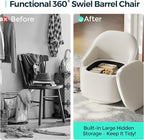 LINSY Swivel Accent Chair with Storage Comfy Chenille Barrel Chairs, Small 360 Swivel Modern Armchair for Living Room Bedroom, Boucle Reading Chair for Study Room (Beige)