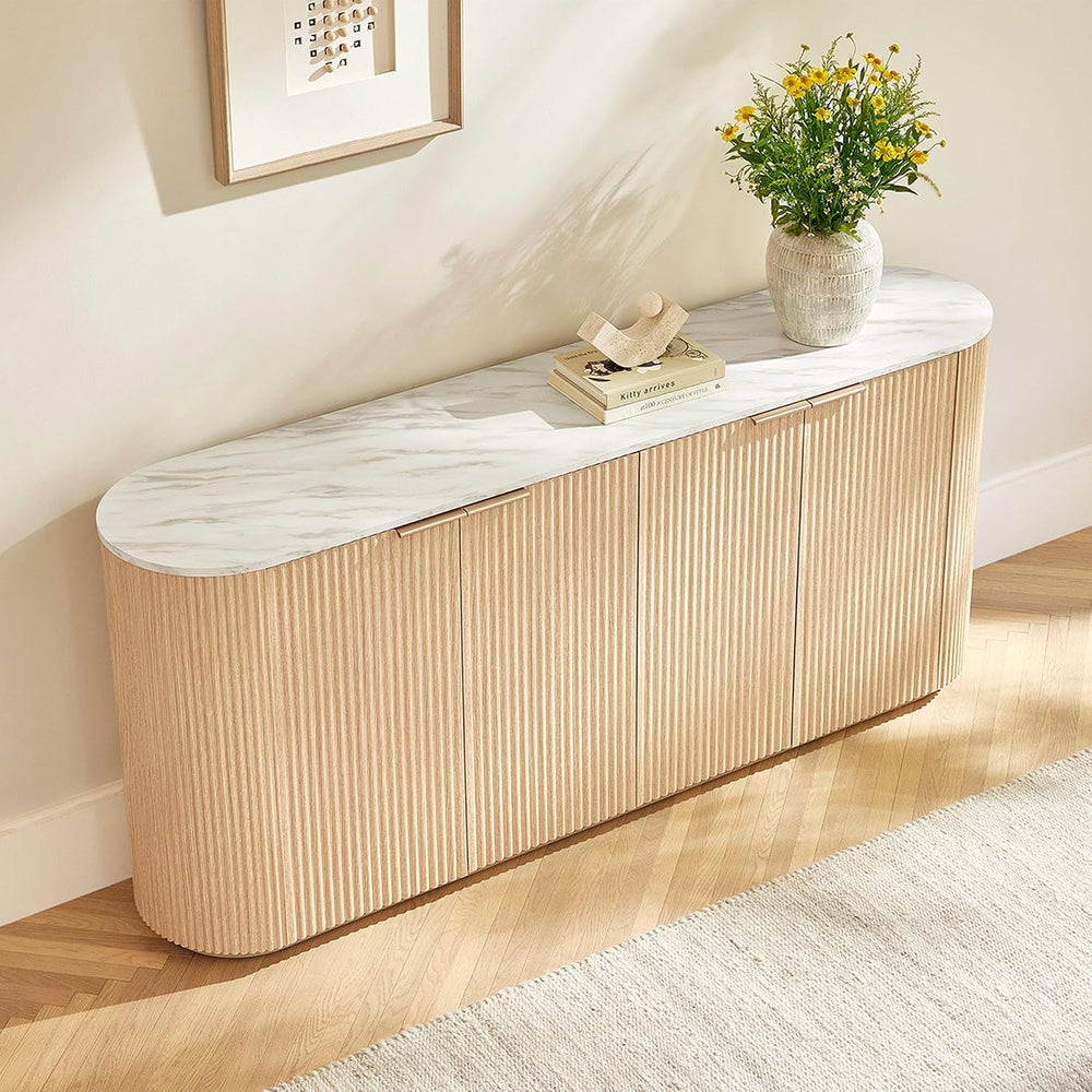 CHITA 70" Sideboard Buffet Cabinet with Storage, Fluted Accent Cabinet w...