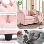 Loveseat Sofa Couch, Small Mini Compact 50" Love Seat 27" Deep Cloud Sofa Seat Washable Chenille Pillow for Apartment Bedroom Dorm Attic Studio Office Living Room Small Space 50-Pink