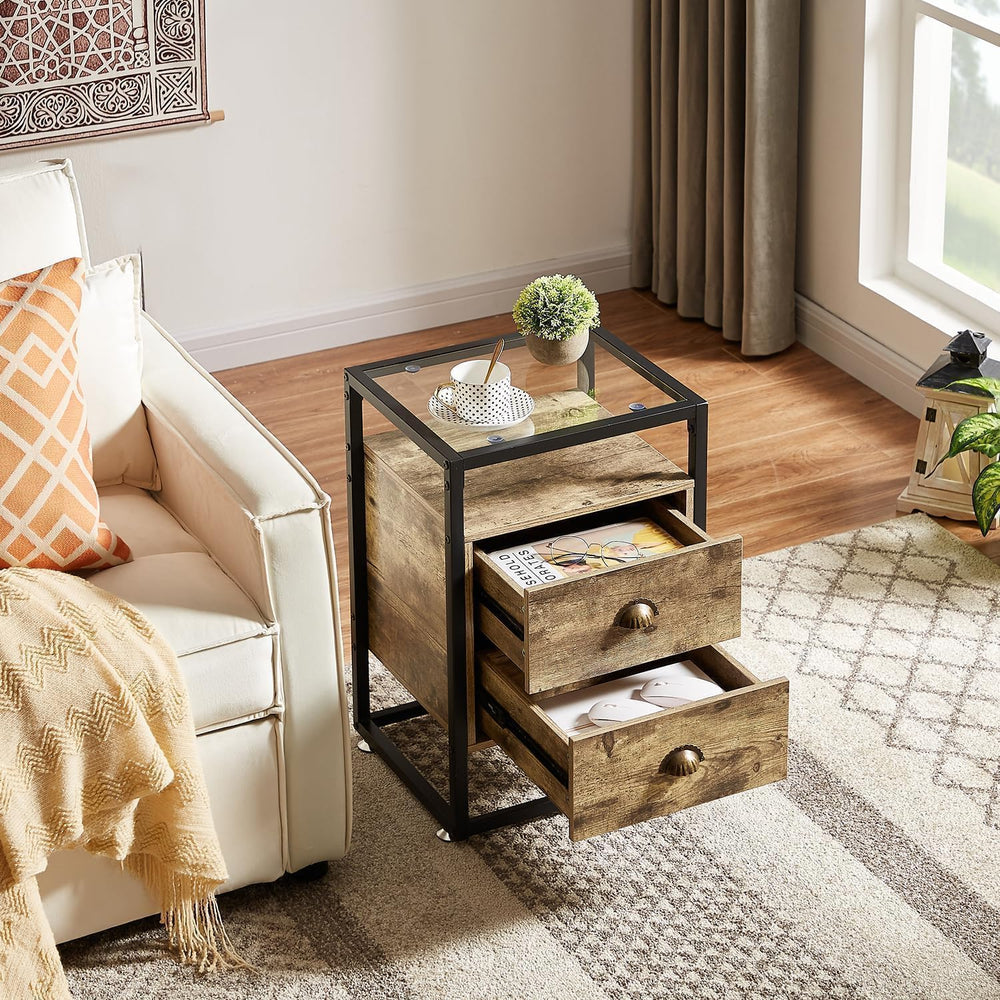 VECELO Bedside End Table, Modern Nightstand with Drawer, Night Stand for Livi...