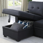 Devion Furniture Maison 4-in-1 Convertible L Shaped Couch with Pull Out Bed and Storage, Sectional Sleeper Sofa with Reversible Chaise for Living Room, Apartment, Bedroom, Office