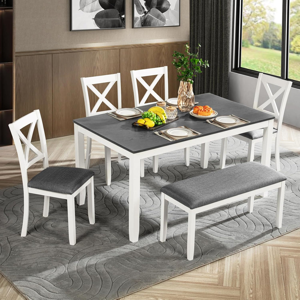 Bellemave 6-Piece Dining Table Set for 6 Rectangular Kitchen Table Set with 4...