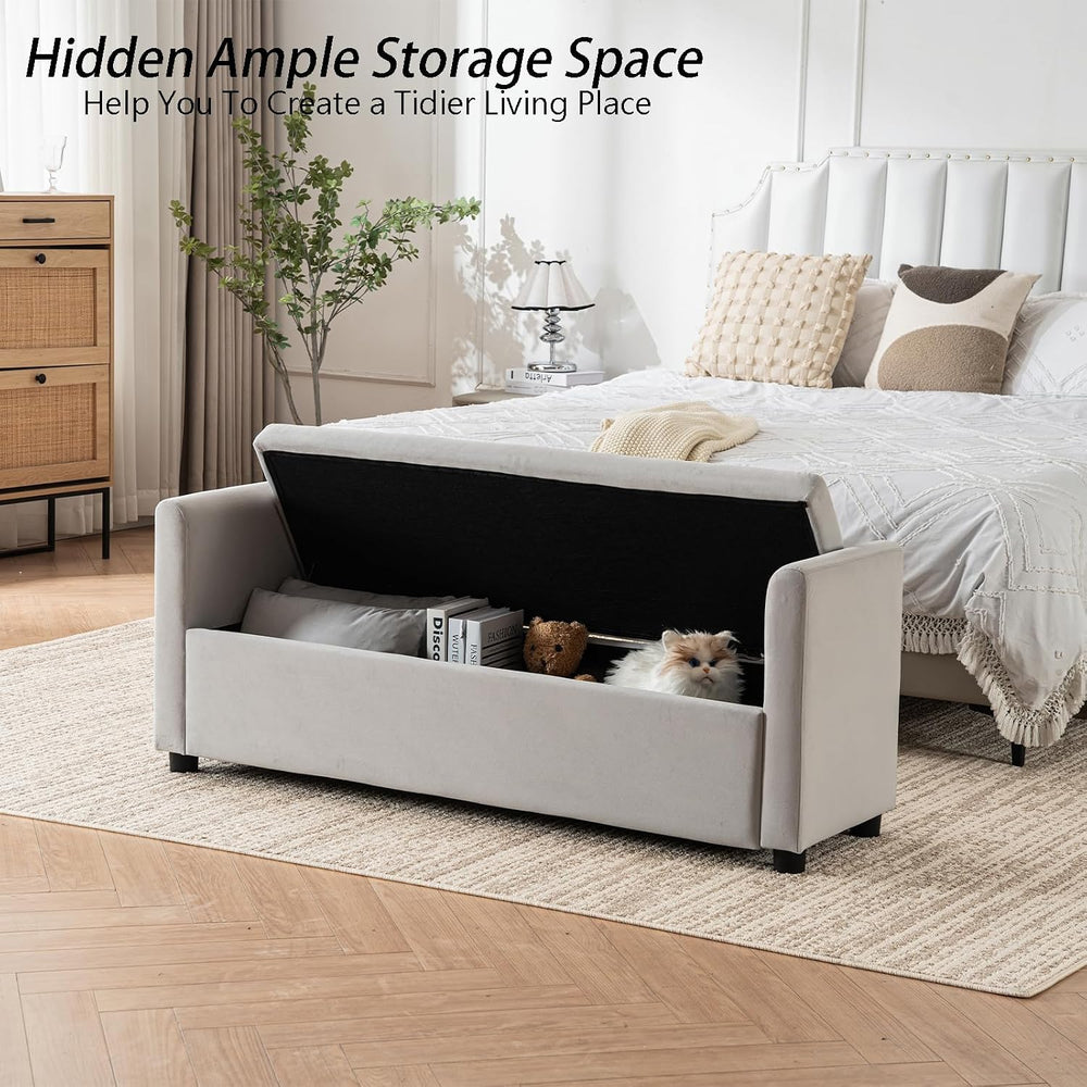 Storage Bench for Bedroom, 55" End of Bed Bench for King Size Bed, Moder...