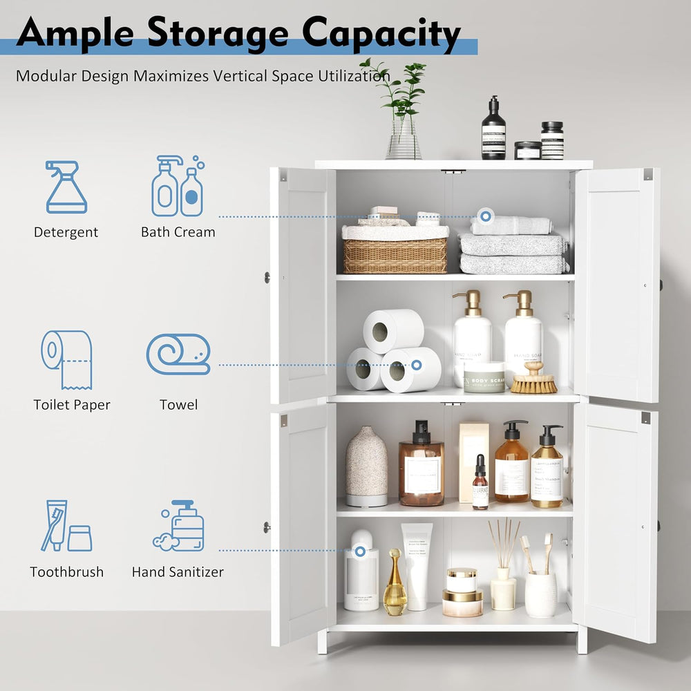 Shintenchi Bathroom Storage Cabinet with Doors and Shelves, Floor Cabinets fo...