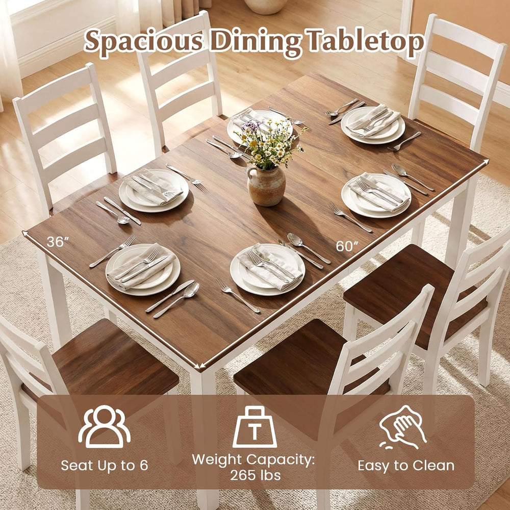 Giantex Dining Table for 4-6, 60" Rectangular Kitchen Table with Solid R...