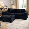 Eafurn 105" L-Shaped Boneless Modular Sectional Sofa with Movable Ottoman, Comfy Corduroy Floor Couch with Deep Seat and Tufted Seat, Flexible Module Combination for Living Room, No Assembly | Deep Seat, Wider Armrest, Free Combination, Tufted