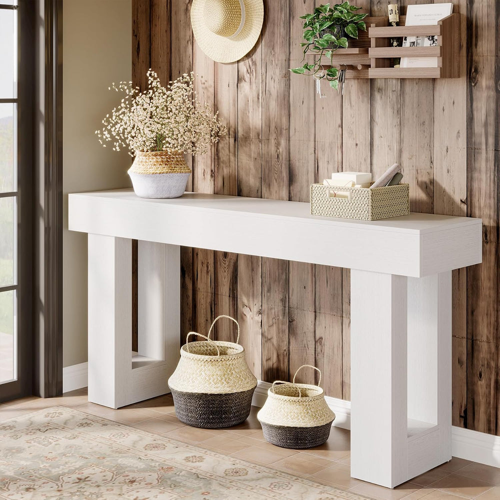 Tribesigns 63-Inch Long Console Table, Farmhouse Wooden Sofa Table Behind The...