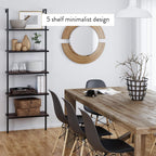 Nathan James Theo 5-Shelf Wood Modern Bookcase, Open Wall Mount Ladder Bookshelf with Industrial Metal Frame, Walnut Brown/Black, Set of 2