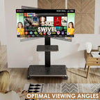 Mobile TV Stand with Wheels, Swivel Rolling TV Stand for 32-75 Inch TVs with Shelf, Landscape to Portrait, Height Adjustable Portable TV Cart with Tilt, VESA 600x400mm, 110lbs Capacity