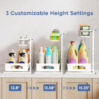 Under Sink Organizer, 2 Pack Height Adjustable Cabinet Organizer with Slide Out Drawer, Pull Out Under Sink Storage, Multi-Purpose 2 Tier Sink Shelves for Kitchen Bathroom Pantry (White, 2 Pack)