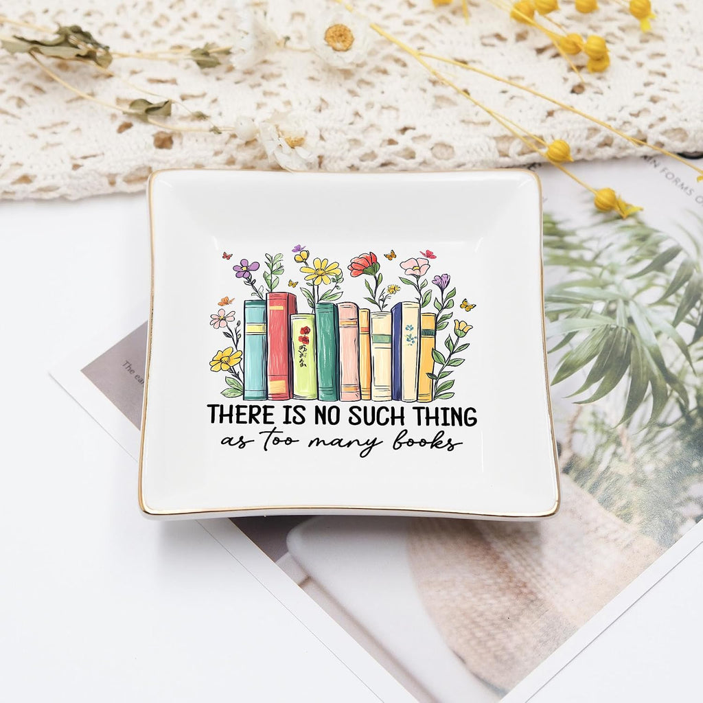 Book Lovers Gifts for Women – Floral Books 4" Jewelry Dish – Bookish Gift for Readers, Librarian, Bookworm, Teacher, Mom, Sister, Friend – Library Gifts, Book Gift for Birthday, Mother Day, Graduation