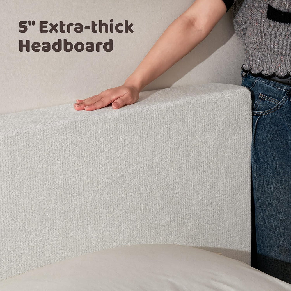 RECCI AirFrame Queen Upholstered Bed Frame with Plush Padded Headboard
