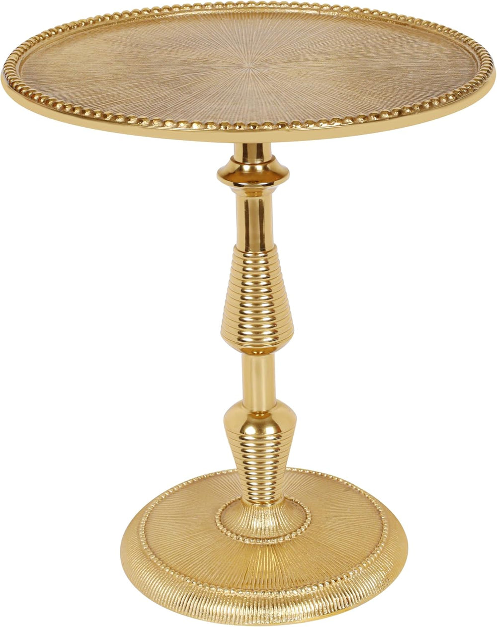 CLEENTABLE Modern Round Gold End Table - 15" Width x 21" Height Met...