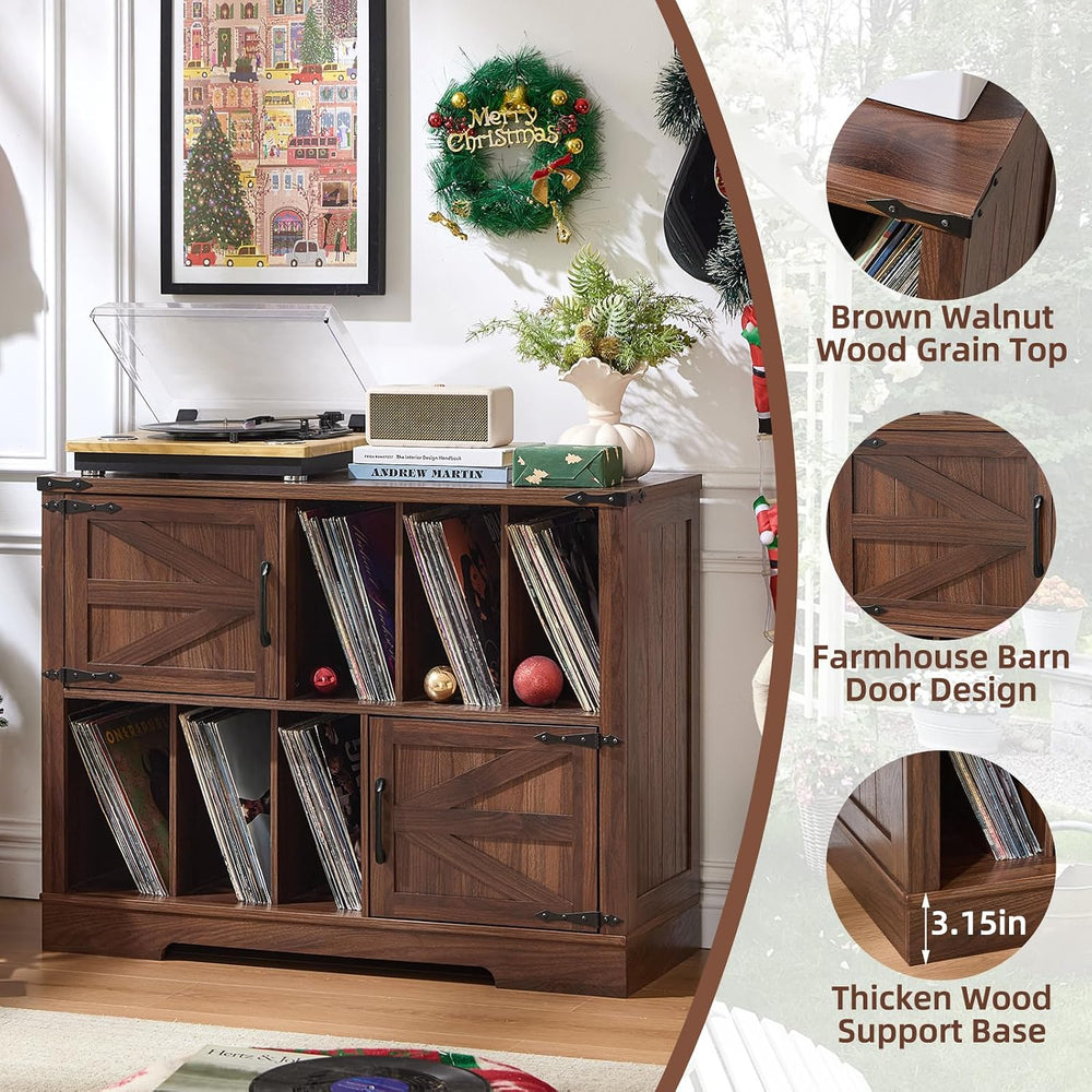 Joaxswe Large Record Player Stand with Vinyl Storage Up to 450 Albums, 39 Inc...