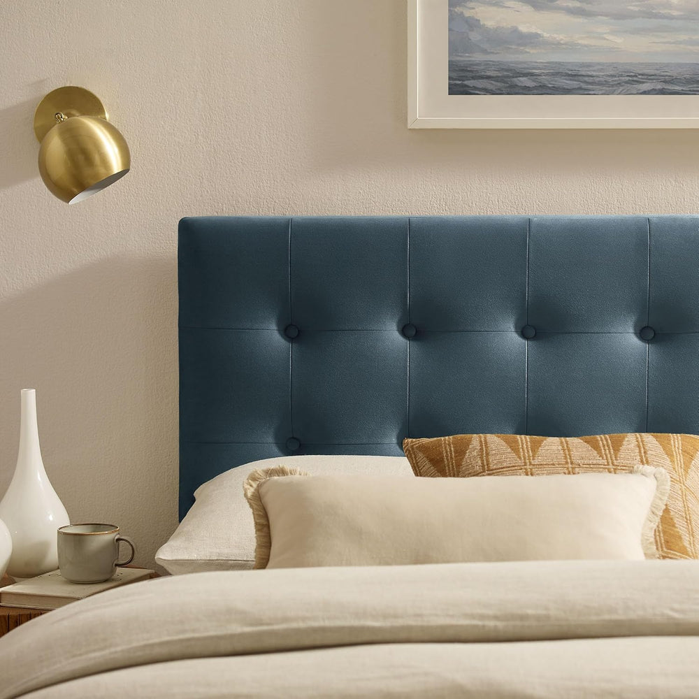 Modway Emily King Size Performance Velvet Headboard in Cadet Blue - Stain-Res...