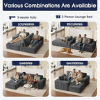 KINGYES 107'' Modular Sectional Sofa, L Shaped Cloud Couch for Living Room, Modern Plush Corduroy Boneless Sofa with Chaise for Bedroom, Gray