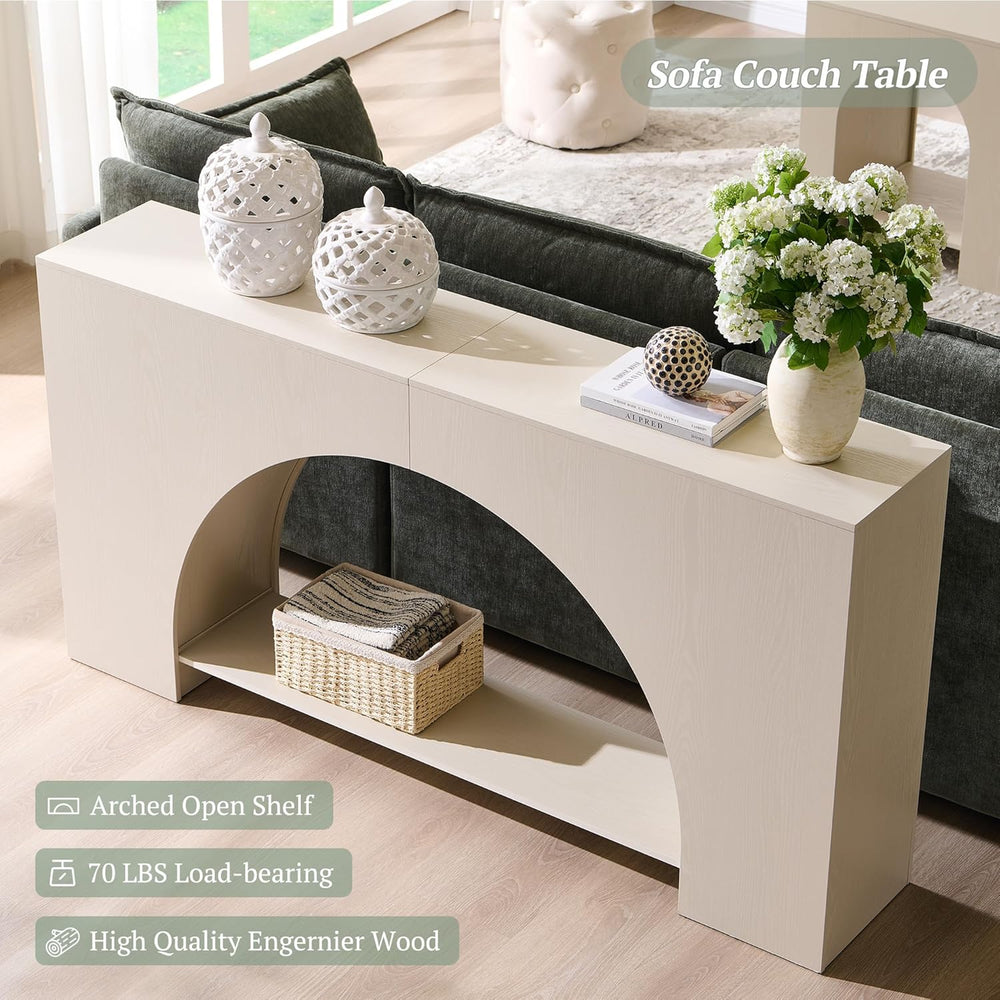 IFGET 63" Arched Console Table, 2-Tier Modern Entryway Table with Arched...