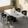Modern Dining Chairs Set of 4, Upholstered Faux Leather Kitchen Side Chairs with Curved Open Back, Elegant Decorative Stitching, Easy Assembly for Dining Room, Restaurant, Cafe,Vintage Black