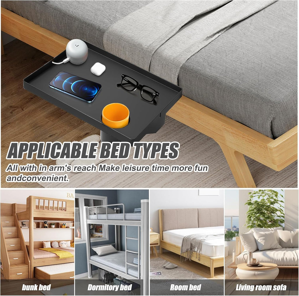Bedside Table with Cup Holder College Dorm Room Essentials Clip On Nightstand Floating Bed Side Table for Bunk Bed Top Bunk - Send Goods from Local Warehous