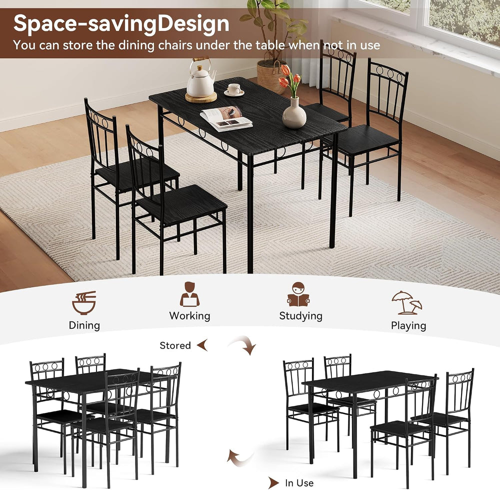 Vipbear Kitchen Dining Table Set for 4, 5-Piece Kitchen Table Set,Dining Room...
