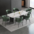 Modern Dining Chairs Set of 6, Faux Leather Upholstered Kitchen Chairs with Curved Back and Metal Legs, Mid Century Chairs for Dining Room, Kitchen, or Café (Green)