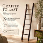 Carbonized Farmhouse Blanket Ladder, 6-Tier Rustic Wooden Rack | Reinforced Construction,3lbs Per Tier,Holds Clothes Scarves Belts,Christmas Decor Friendly,Fits All Home Styles,Easy to Clean