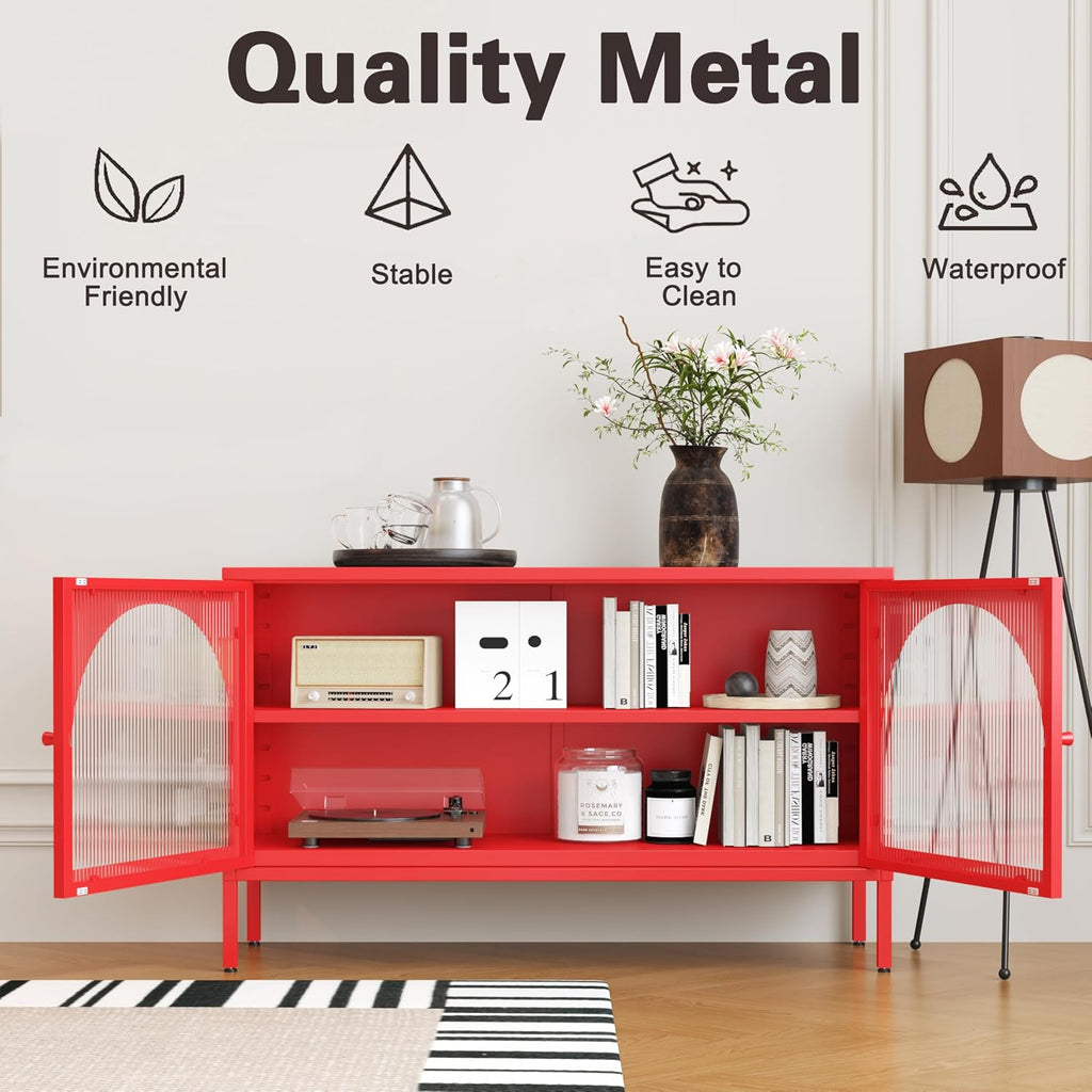 Metal Storage Cabinet with Doors and Shelves,2 Door TV Stand,Accent Cabinet，Metal Locker&Sideboard Buffet Cabinet&Bookshelf&Cupboard for Home,Office,Living Room