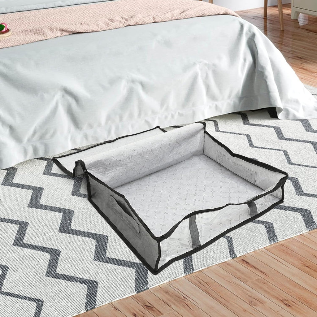 Large Capacity Under Bed Storage Bag Breathable Non-woven Organizer for Quilts Blankets Clothes Foldable Space-saving Storage Bin for Bedroom and Dorm Use
