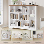 10 Cube Storage Bookcase, Modern 3-Tier Wooden Storage Organizer Open Bookshelf with Base for Living Room, Bedroom, Home Office