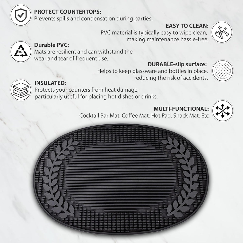 BREKX Insulated Multi-Functional Home Bar Mat - Heat/Water Resistant Dish Mat...