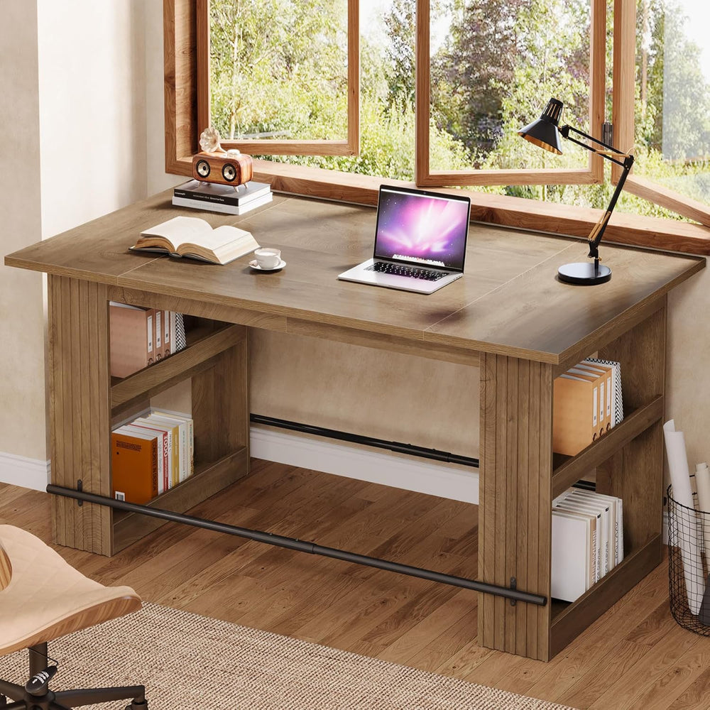 Tribesigns 63" Kitchen Island with Storage, Farmhouse Wood Stationary Is...