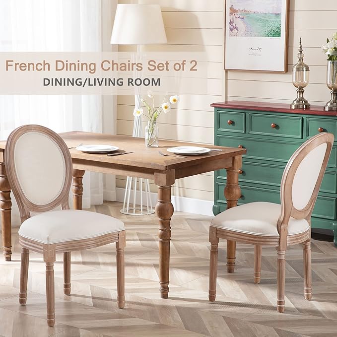 Nrizc French Dining Chairs Set of 2, French Country Dining Chairs, Vintage Fa...