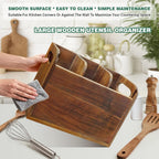 Acacia Wood Utensil Holder Kitchen Utensil Holder with 3 Compartments Cooking Spatula Organizer Large Cutlery Organizer for Kitchen Countertop Farmhouse Kitchen Decor