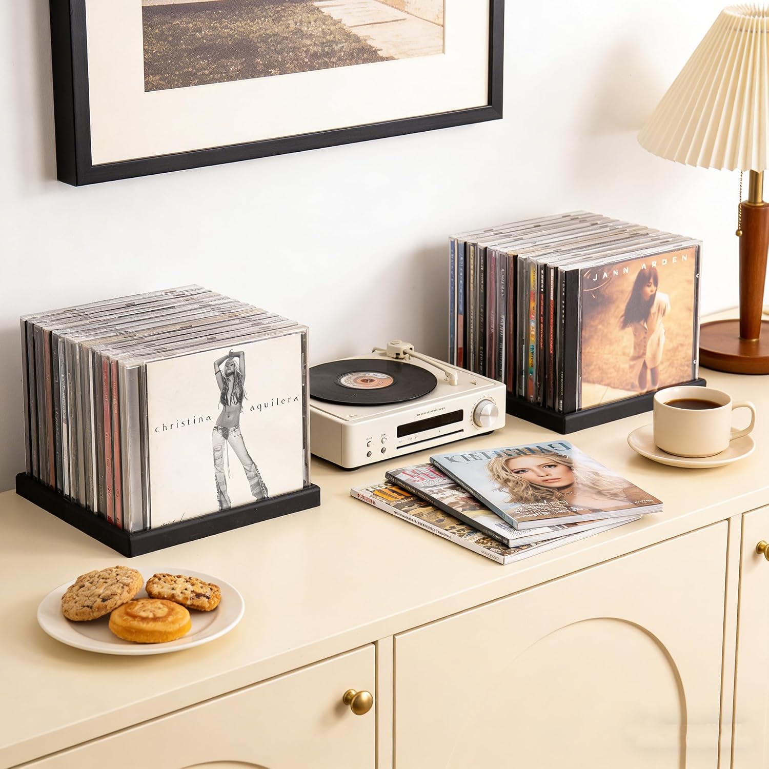 2PCS CD Storage Rack 24 Slots - Space Saving No Assembly CD Holder & Organizer Shelf for Living Room, Office - Ideal for Music Lovers & Collectors