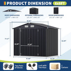 6x8 FT Metal Storage Sheds Outdoor, MetalTool Shed with Lockable Door, MetalYard Sheds Garden Shed Kit, Metal UtilitySheds Buildings with Air Vent for Backyard Garden Patio Lawn