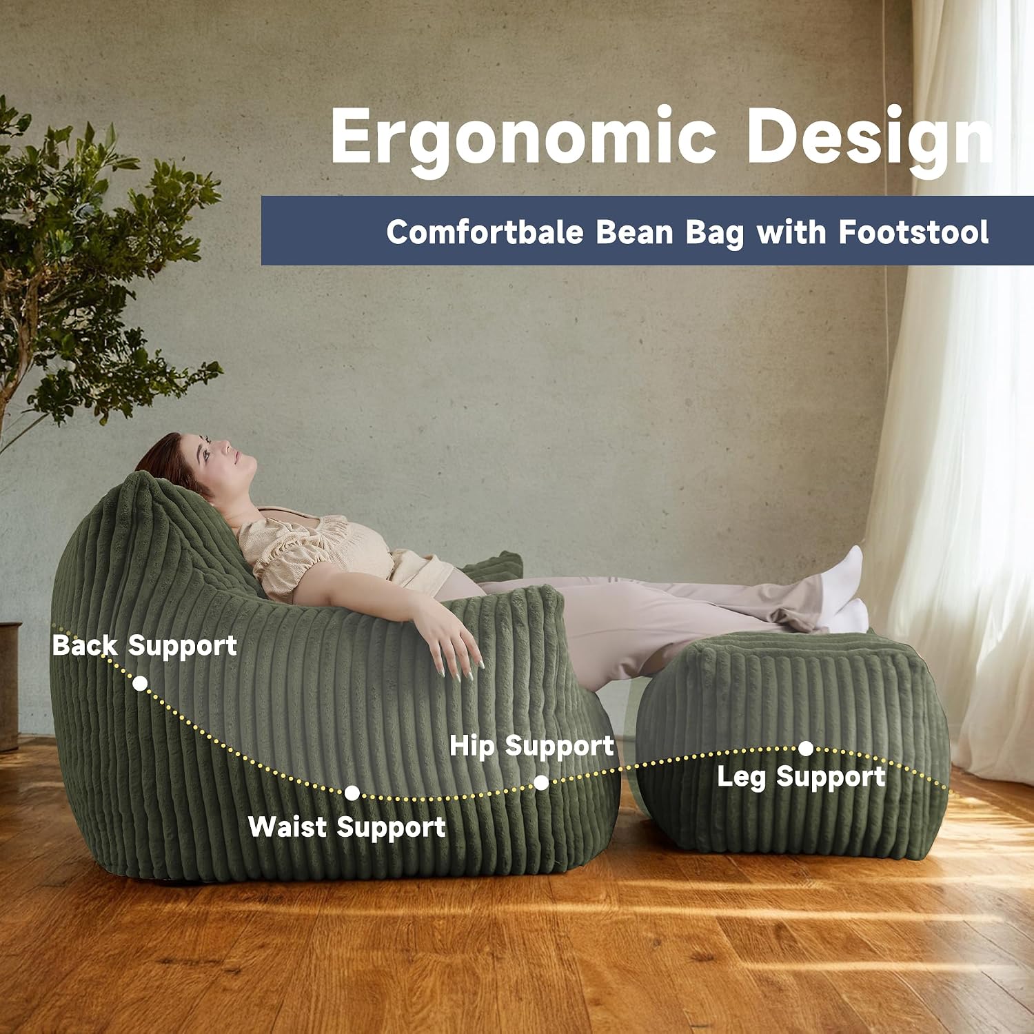 Oversized Bean Bag Chair for Living Room Furniture Bean Bag Chairs for Adults- Small Couch & Lounge Accent Chair for Living Room Chairs or Bedroom