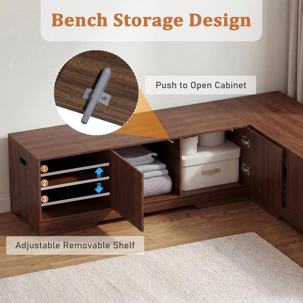 Extendable Breakfast Nook Table Set with Storage Benches & Stools, 6-Piec...
