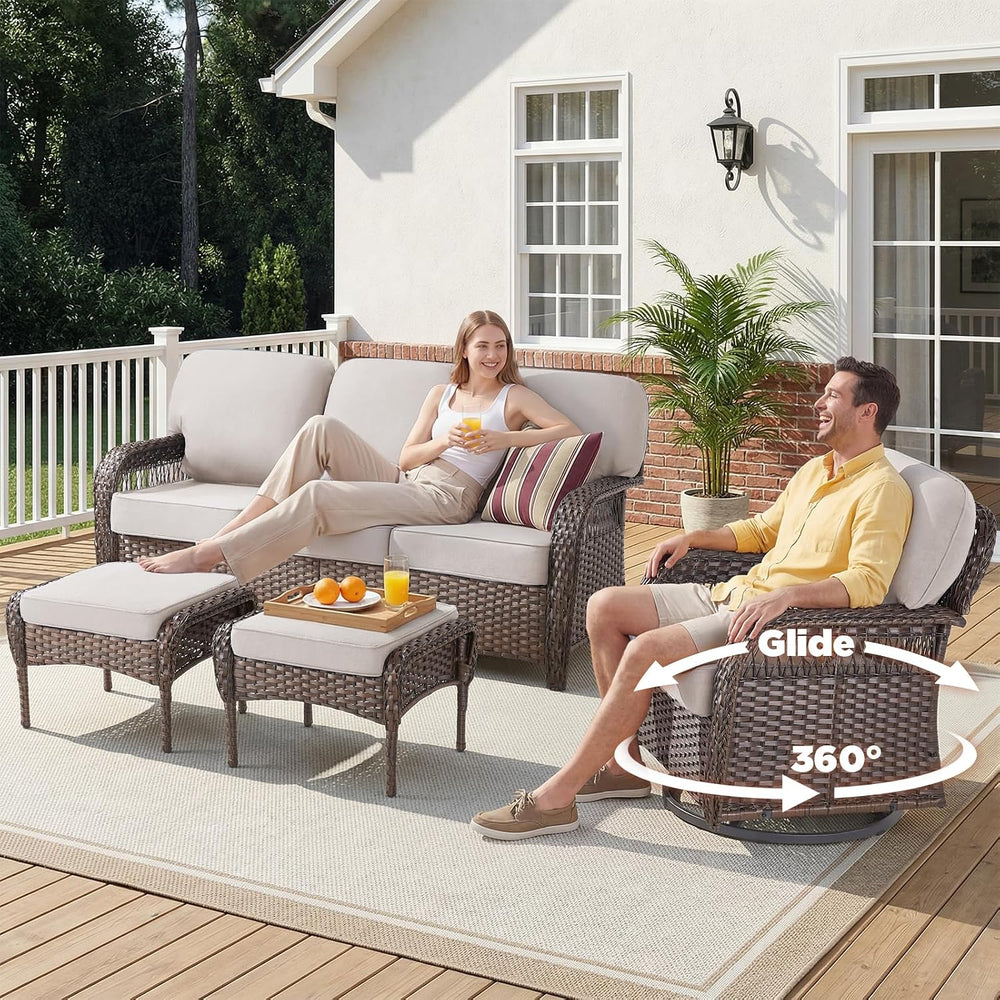 Belord Luxury Outdoor High Back Couch, All-Weather Wicker 3-Seater Sofa, Wick...