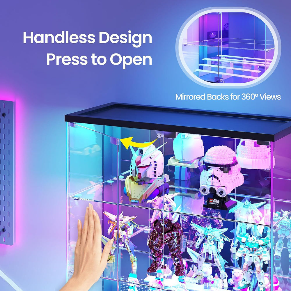 Lvifur 6-Tier Tall Glass Display Cabinet with RGB Lights for Collectibles