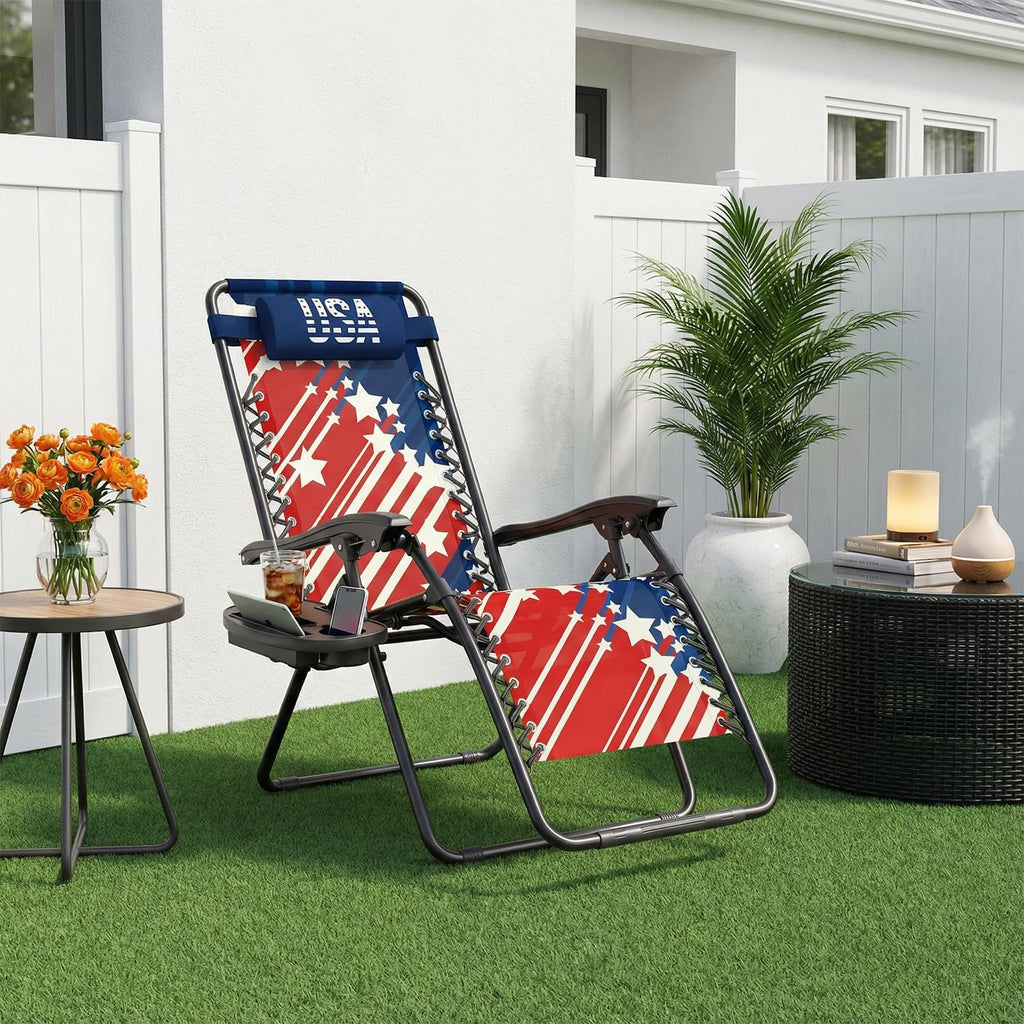 Athena Collection Zero Gravity Chair, Folding Lounge Chair, Reclining Camping Chair, Outdoor Zero Gravity Recliner with Adjustable Pillow and Cup Holder for Outside Beach Garden Patio Poolside