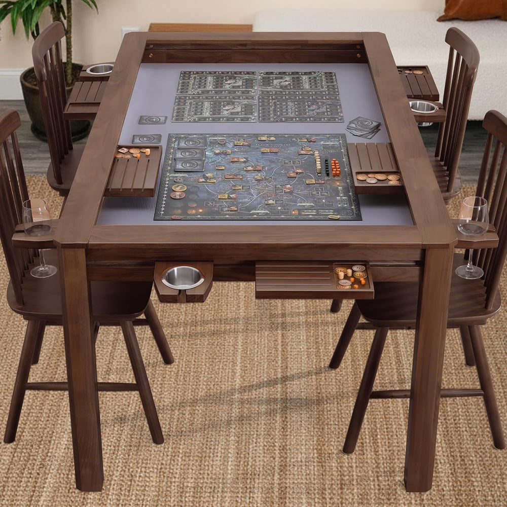 63" Solid Wood Board Game Table for Gaming/Dining, Removable Top | Gamin...