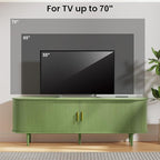 DHH 63 Inch Mid Century Modern TV Stand with Power Outlet for TVs up to 70 Inch, Entertainment Center with Storage and Adjustable Shelves, Media Console with Sliding Doors for Living Room(Green)