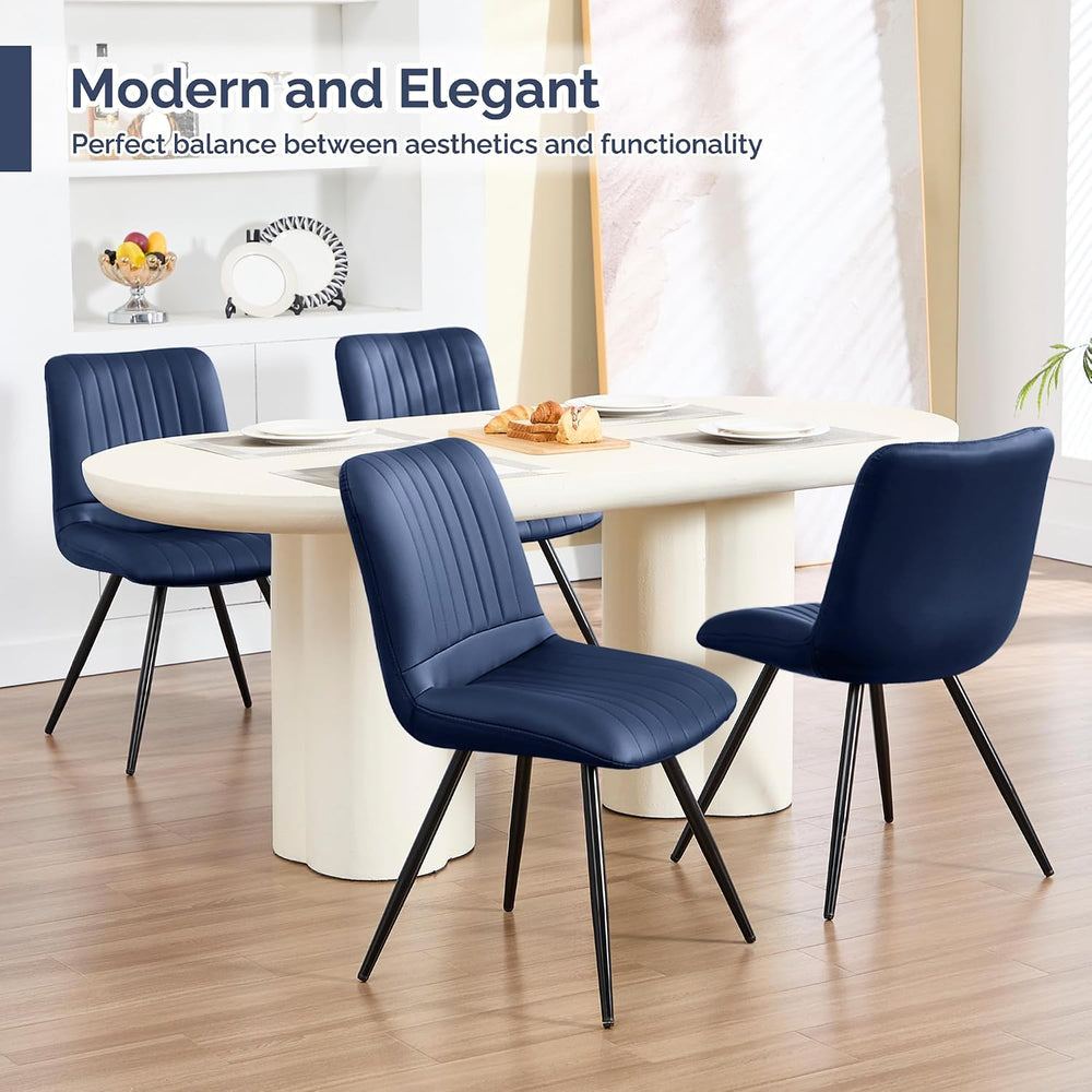 Dining Chairs Set of 2, Modern Dining Chairs with Thick Cushions, Faux Leathe...