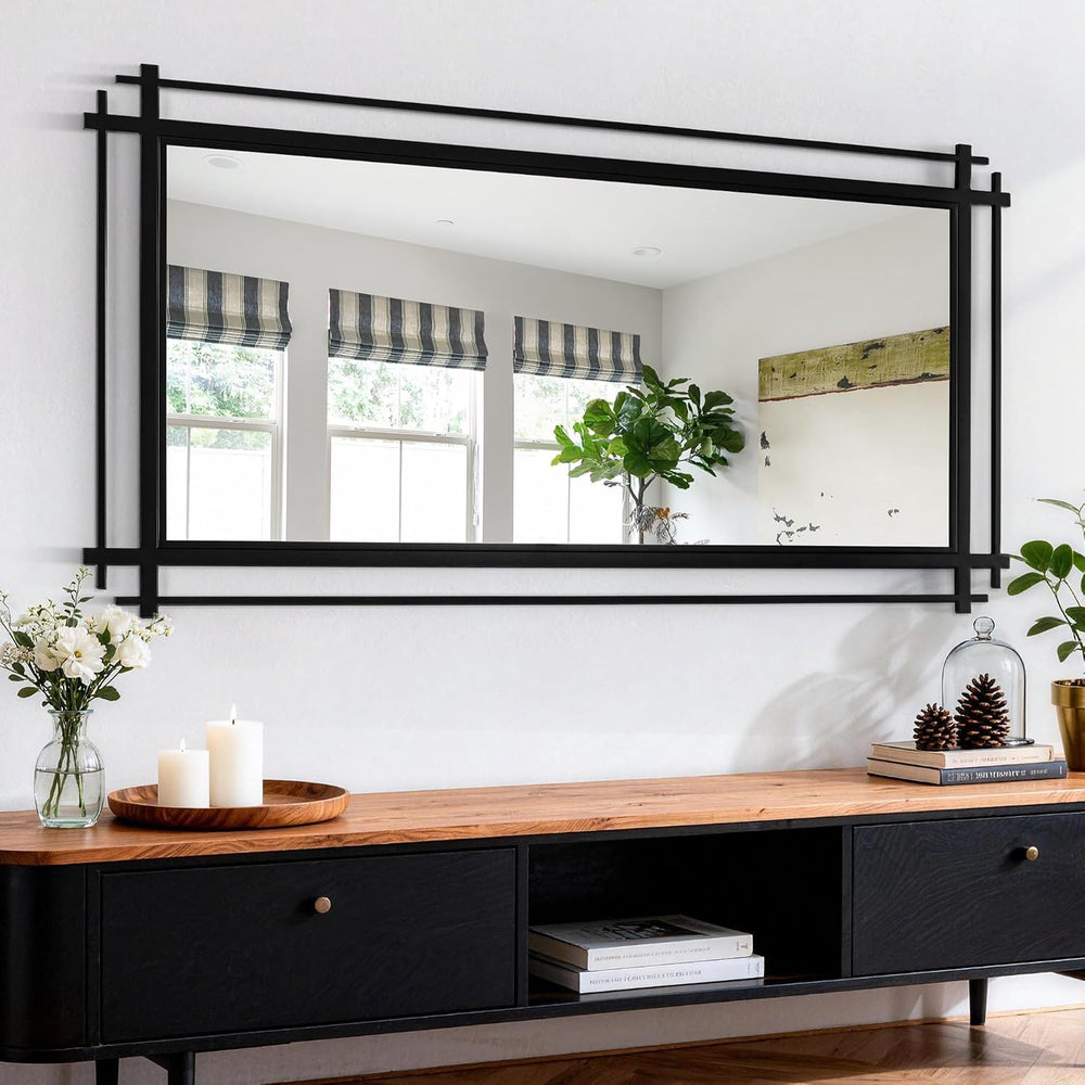 Black Full Length Mirror, 64''X34.2'' Modern Decorative Mirro...