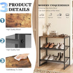Shoe Rack for Entryway，3 Tier Shoe Storage Organizer，Sturdy Shoe Shelf,Boot Rack with a Fine Mesh Shelves，for Living Room, Hallway，Small Space,11.8 x 16.5 x 19.7 Inches,Brown