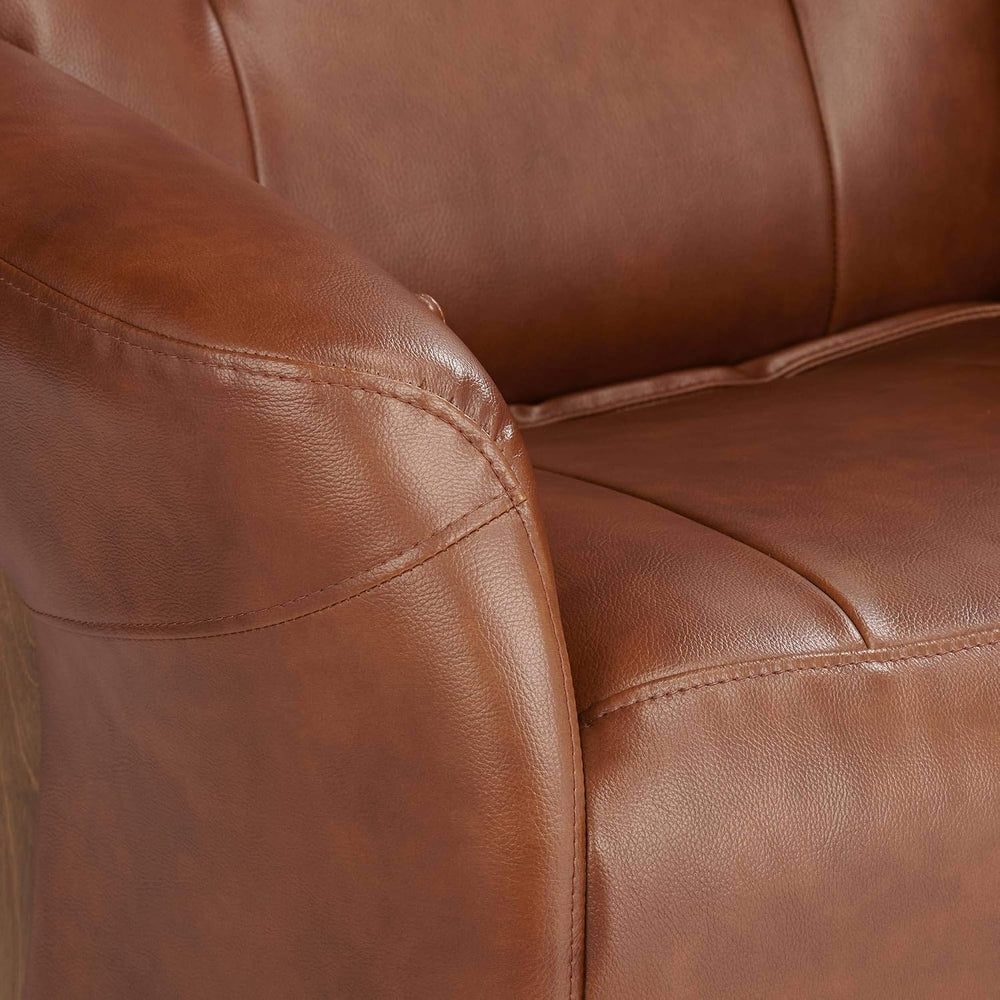 Benchmaster Augusta Brown Swivel Faux Leather Recliner Chair Modern Armchair ...