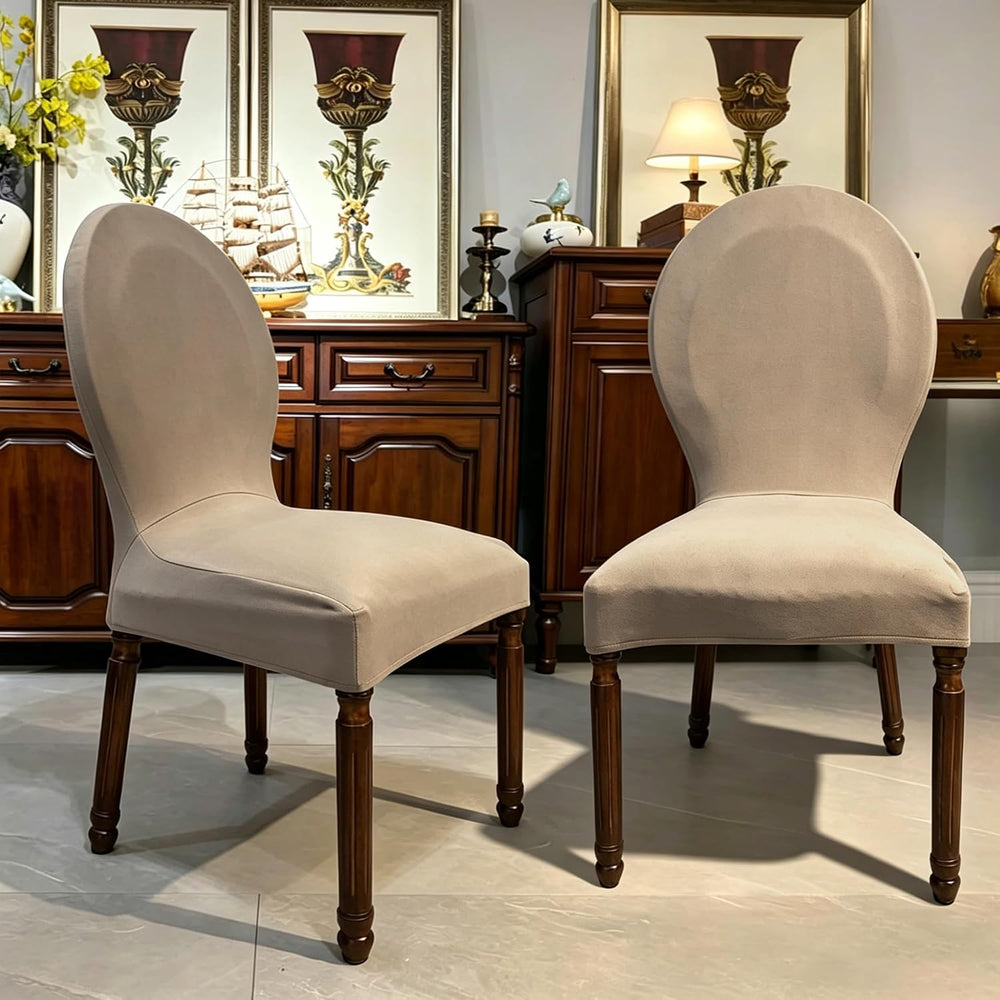 Velvet Round Back Chair Covers for Dining Chairs, Stretch Oval Chair Slipcove...