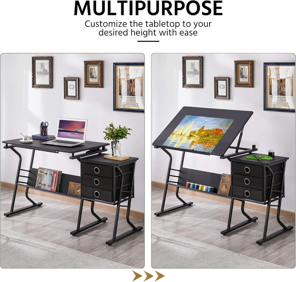 Topeakmart Height Adjustable Drafting Table Art Craft Desk Work Station Hobby...